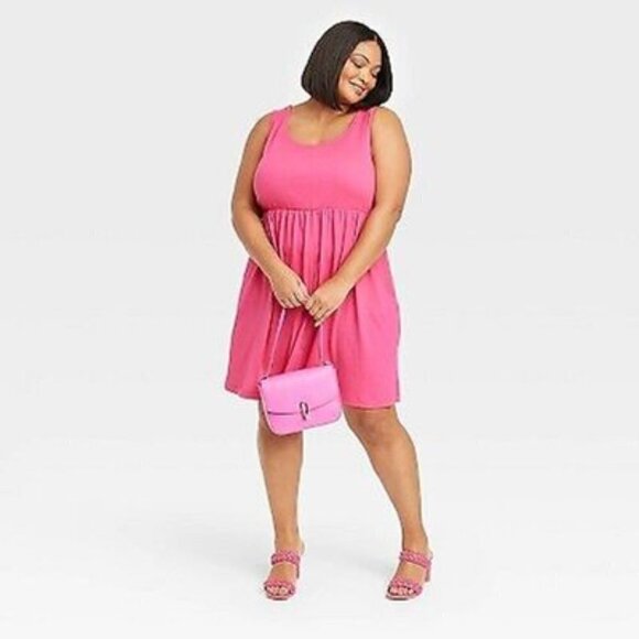 Ava & Viv - Women's Babydoll Empire Waist Dress in Pink - Picture 9 of 9